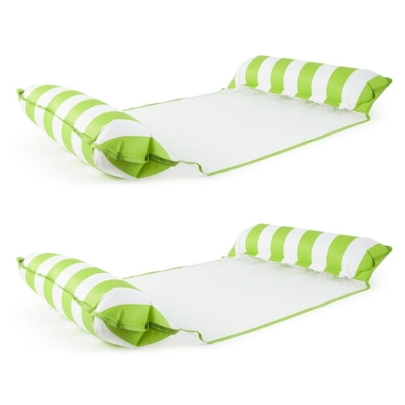 Aqua Monterey Water Inflatable 4-in-1 Pool Hammock Lounger, Green (2 Pack)