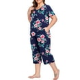 thumbnail image 3 of Cueply Women Plus Size Pajamas Set Short Sleeve Pjs Sleepwear Loungewear Nightwear with Pockets, 3 of 6