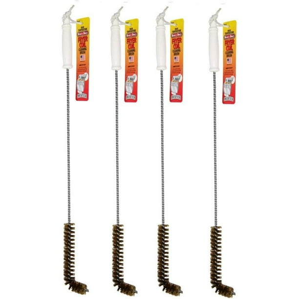 Brushtec B53C L Shape, 4 Pack, High Temperature Deep Fryer Cleaning Brush, Metal Bristles, Pack