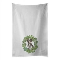 Carolines Treasures CK8831WTKT 28 x 19 in. Unisex Dachshund Black & Tan Christmas Wreath White Dish Towels Kitchen Towel - Set of 2