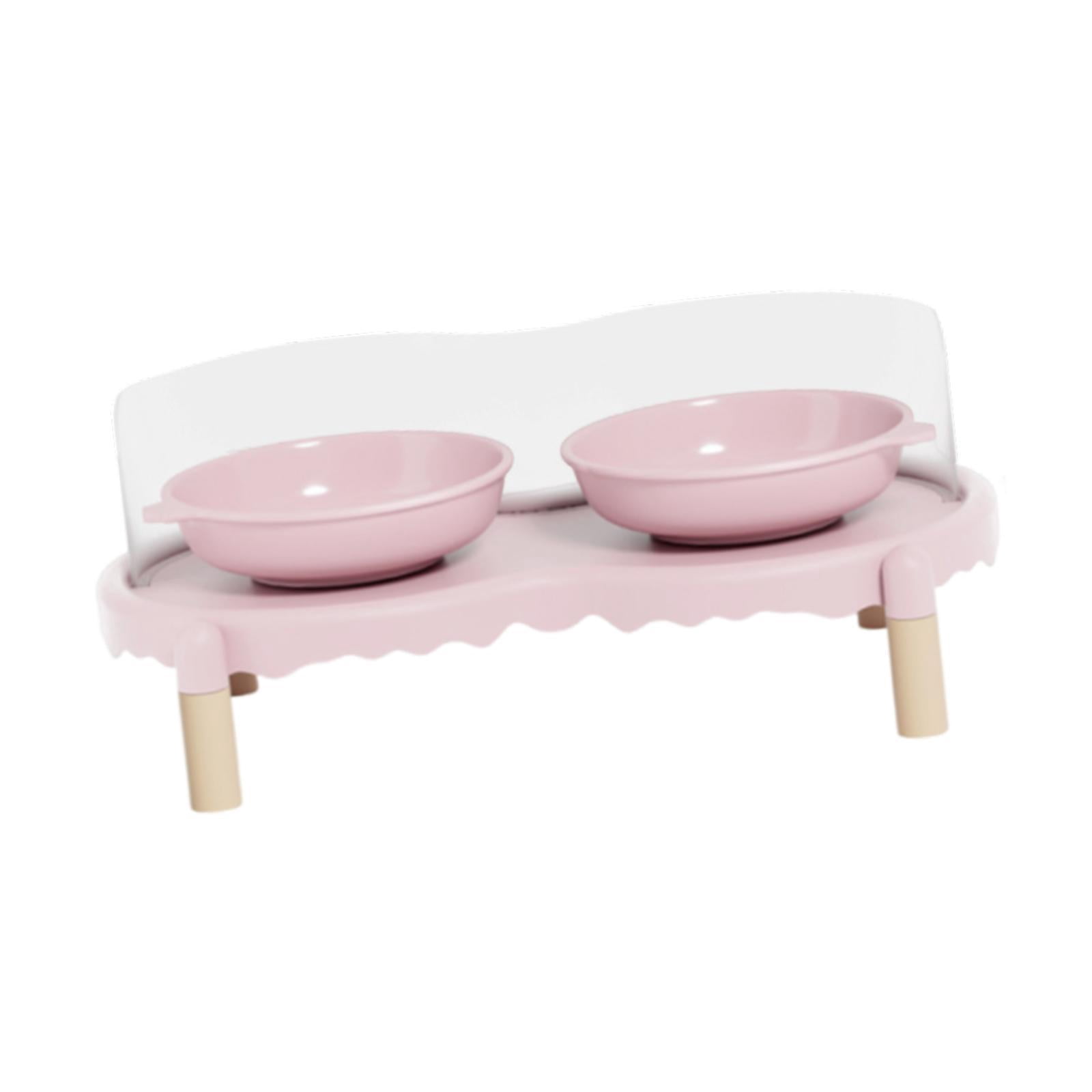 CarpNettore Ceramic Elevated Cat Bowls with Non Slip Stand Raised Feeding Station Raised Cat Pink