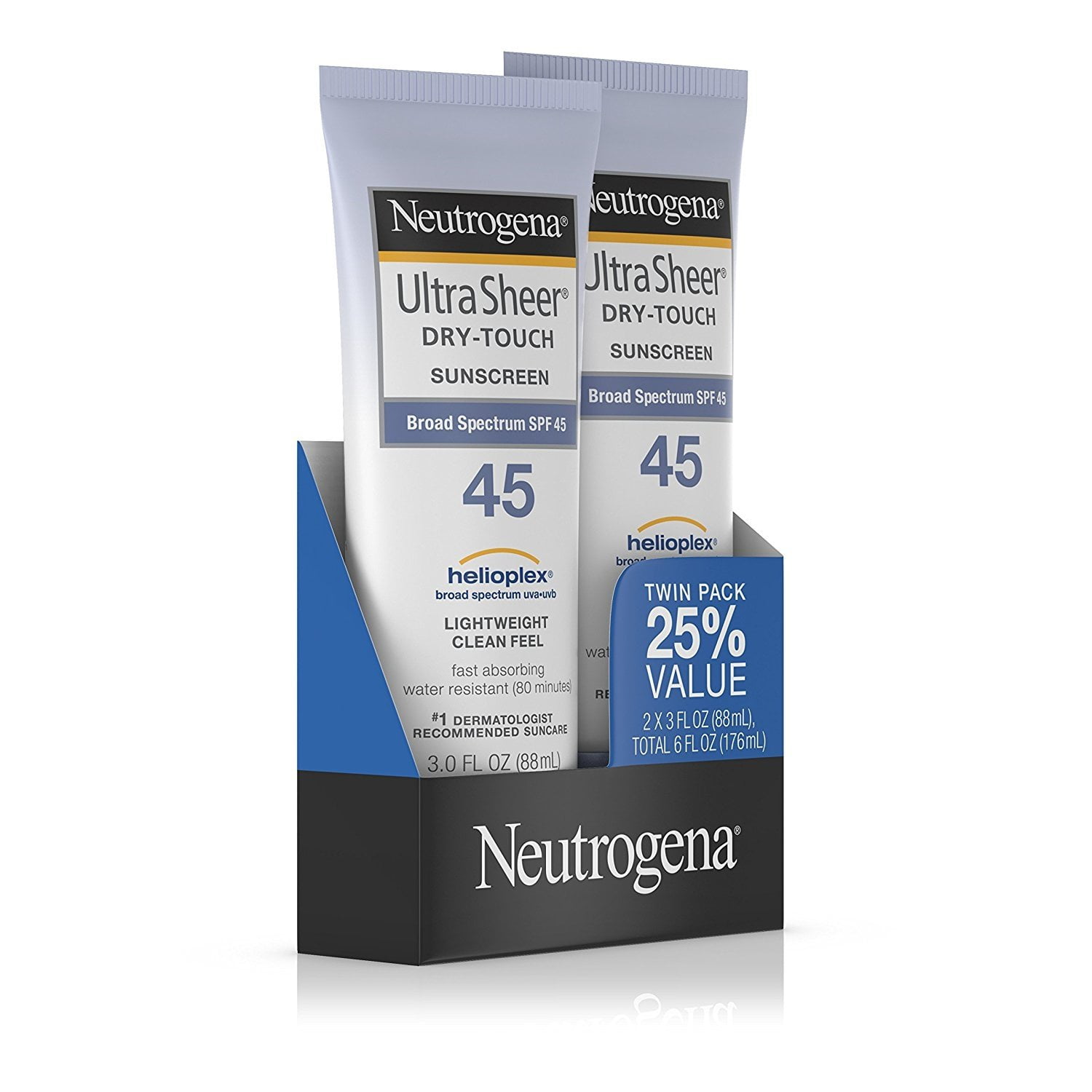 Neutrogena Ultra Sheer Dry-Touch Sunscreen Lightweight SPF 45, Pack of 2