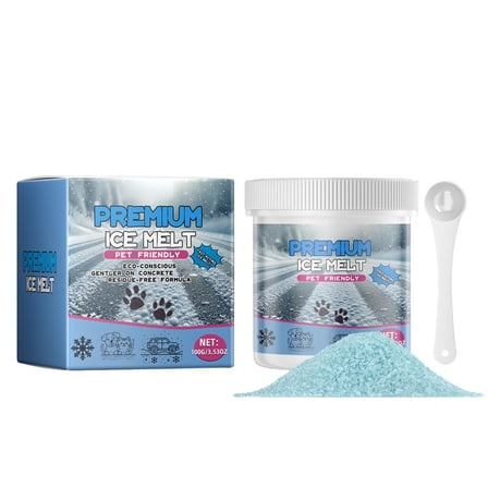 WarmFuPalace Pet-Friendly Ice Melter for Cats & Dogs, Safe Snow & Ice Removal, Paw-Safe Anti-Slip Winter De-Icer, 100g with Spoon