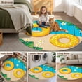 thumbnail image 6 of Tropical Summer Beach Round Living Room Rugs 7 ft, Swimming Ring Floral Monstera Blue Washable Area Rug with Non-Slip Sturdy Edge Binding Round Carpet for Kitchen Office Bedroom, 6 of 9