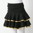 thumbnail image 5 of iiniim Kids Girls Latin Salsa Tango Dance Milk Silk Ruffle Skirt Ballroom Performance 5-16 Gold&Black 11-12, 5 of 7