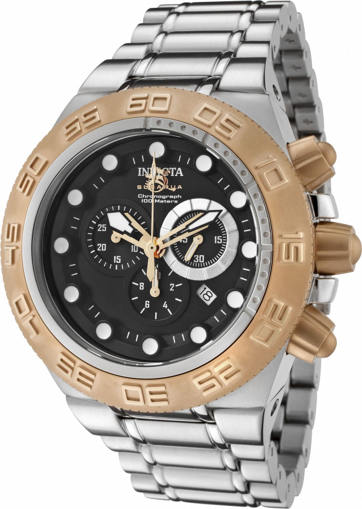 Invicta Mens Subaqua Automatic Chronograph Green, Gold Dial