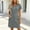 Gray, variant on Women's Dress, Fashion Solid Color Round Neck Inserted Pocket Front Zipper Short Sleeve Dress, Loose Fit Button Back Midi, Comfy Daily Summer Sundress