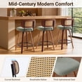 thumbnail image 4 of LEGAHOME Swivel Bar Stools Set of 3, 26” Upholstered Counter Height Bar Stools with Rattan Back and Wood Legs, Mid-Century Modern Barstools for Kitchen Island, 300 lbs, Walnut + Green, 4 of 10