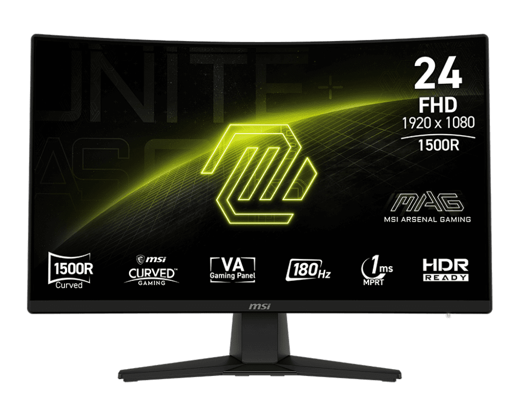 MSI 24" 1920 x 1080 (FHD) 180Hz 1ms (MPRT) / 4ms (GTG) Curved VA Gaming Monitor Tilt adjustable (MAG 242C)