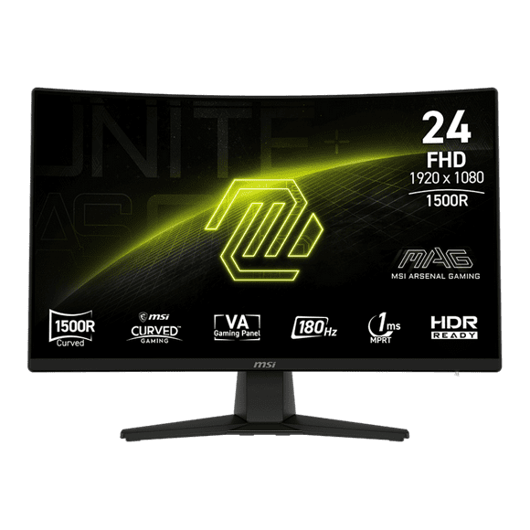 MSI 24" 1920 x 1080 (FHD) 180Hz 1ms (MPRT) / 4ms (GTG) Curved VA Gaming Monitor Tilt adjustable (MAG 242C)