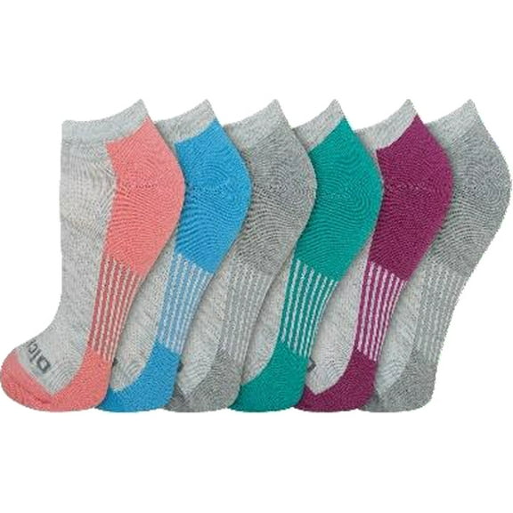 Dickies Women's Dri-Tech Moisture Control Free Run No Show Socks, Sizes 6-12, Grey Fashion Assort