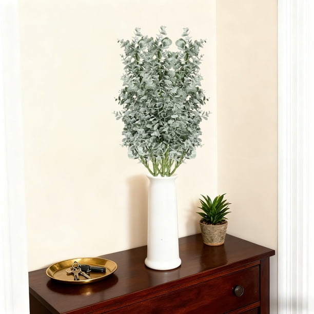 Ramo de follaje artificial de eucalipto | Tallos de eucalipto sintético con plantas acuáticas | Arreglos florales para jarrones | Decoración para fiestas y días festivos