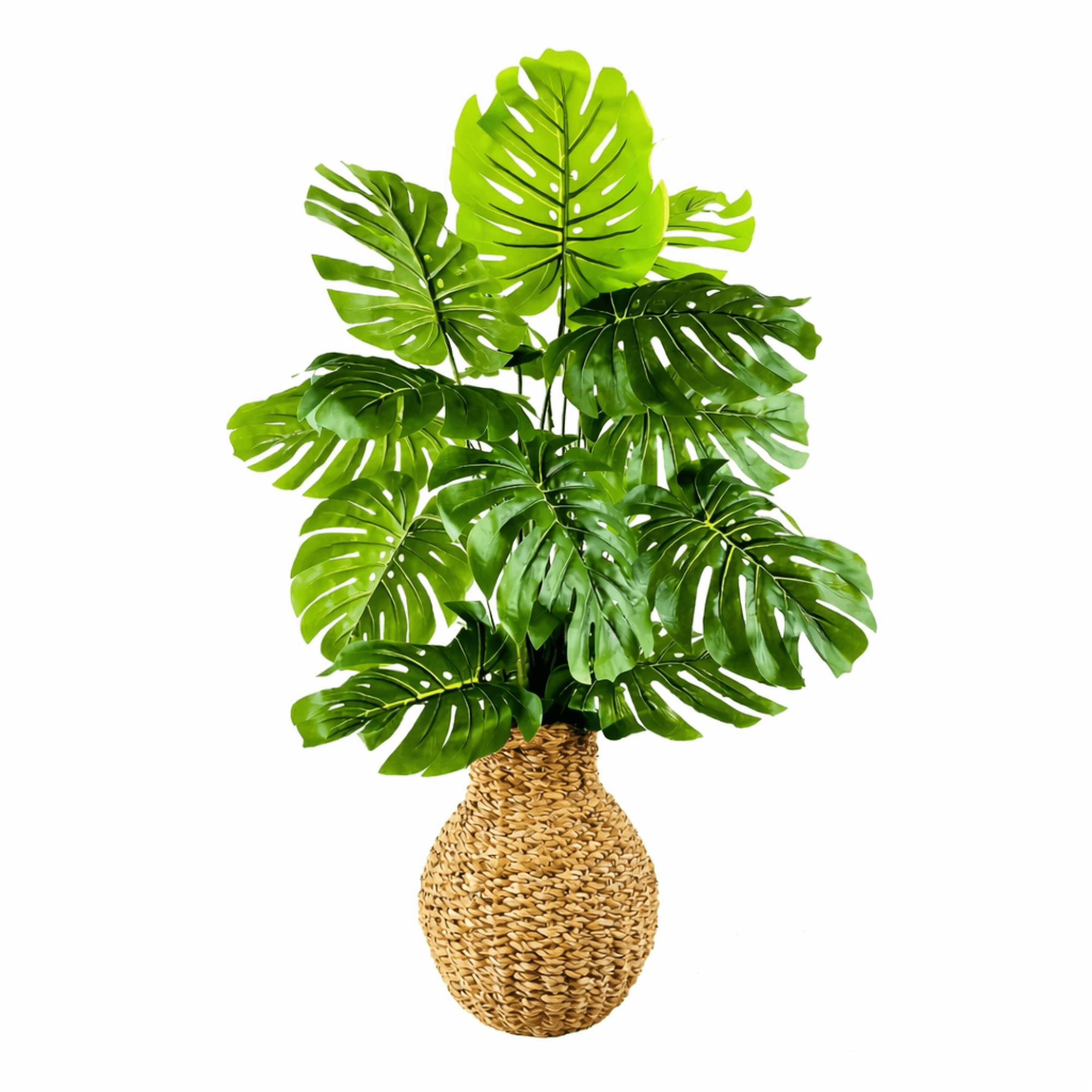 Artificial Plant, 3ft Artificial Monstera Plant in a Hand Woven Basket by LCG Florals, Faux Designer Fake Indoor Plant for Living Room, Office, and Home Décor