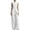 *White, variant on Women's Stand Collar Sleeveless 2 Piece Suit , Office Vacation Wide Leg Outfit For Women , Ladies' Split Hem Button Tracksuit with Pockets,White,S-2XL
