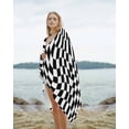 thumbnail image 2 of Black and White Checkered Beach Towels Oversized Super Absorbent, Modern Irregular Geometric Lightweight Bath Towel Quick Dry Sets For Bathroom/Pool/Rv Camping/Beach Play/Gym Room/Picnic 23"x47", 2 of 8