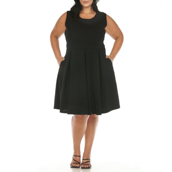 White Mark Women's Plus Size Fit and Flare Skater Dress