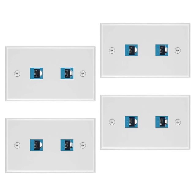 8 Pieces 2 Port Ethernet Wall Plate, RJ45 Cat6 Female to Female Jack Inline Coupler Face Plates