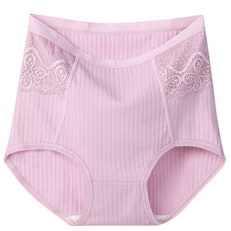 Elabch Womens Plus Size Underwear 100% Cotton Underwear Lace High Waisted Briefs Full Coverage Panties for Women XL-6XL