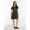 thumbnail image 3 of Time and Tru Women's and Women’s Plus Cotton Swing Dress with Short Sleeves, Sizes XS-4X, 3 of 6