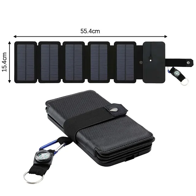 Panel Solar plegable para exteriores, célula Solar USB de 100W, portátil, resistente al agua, cargador de 5V, batería de energía móvil, carga Solar Fivean unisex
