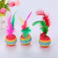 thumbnail image 4 of 10PCS Cat Ball Toy Fake Feather Rainbow Design Cat Play Toy Cat Interactive Toy, 4 of 7