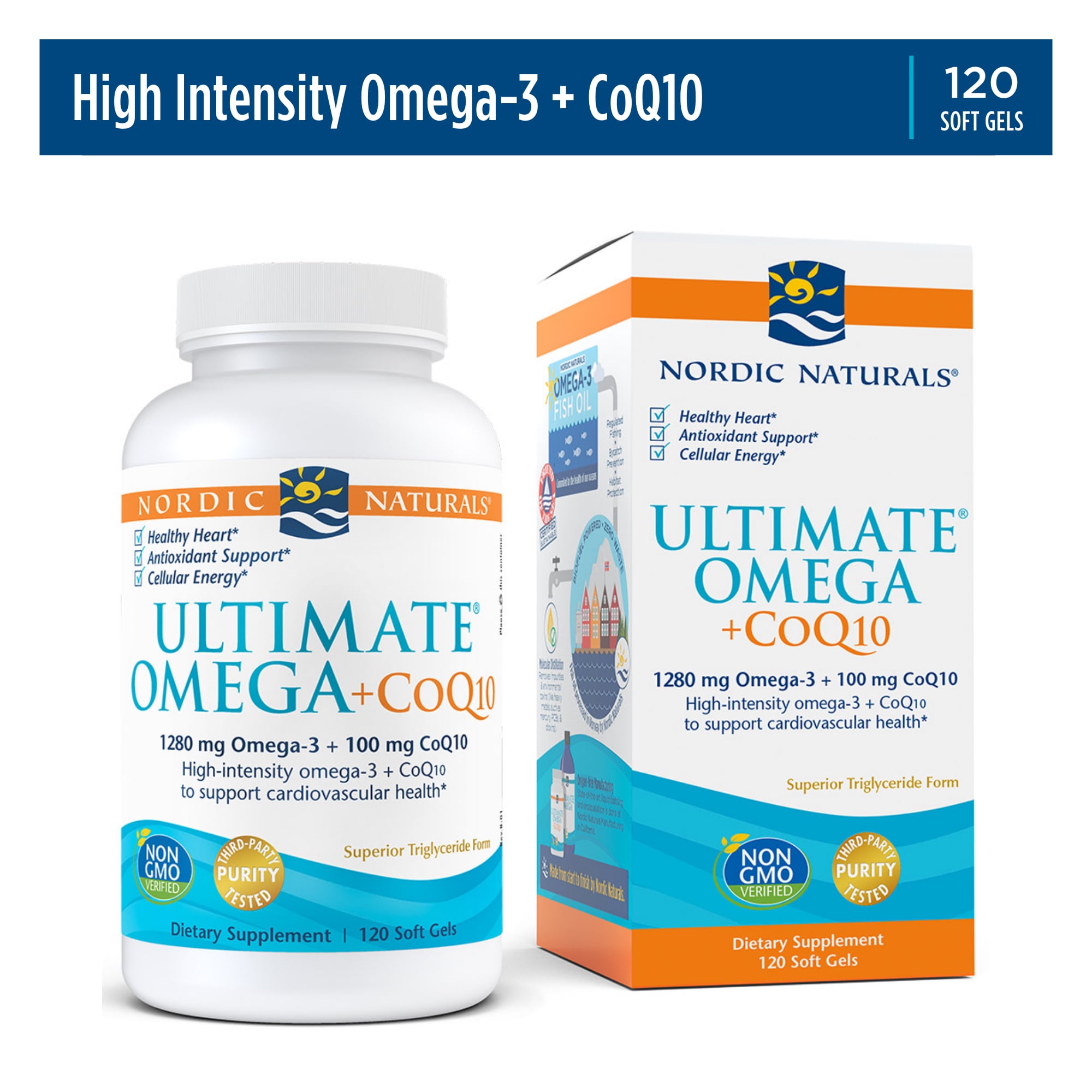 Nordic Naturals Ultimate Omega +CoQ10 Softgels, 1280 Mg, 120 Ct. -  Walmart.com