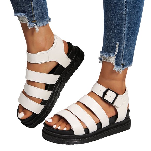 Platform Gladiator Sandals for Women 2025 Roman Beach Ankle Strap Chunky Footbed Walking Sandals
