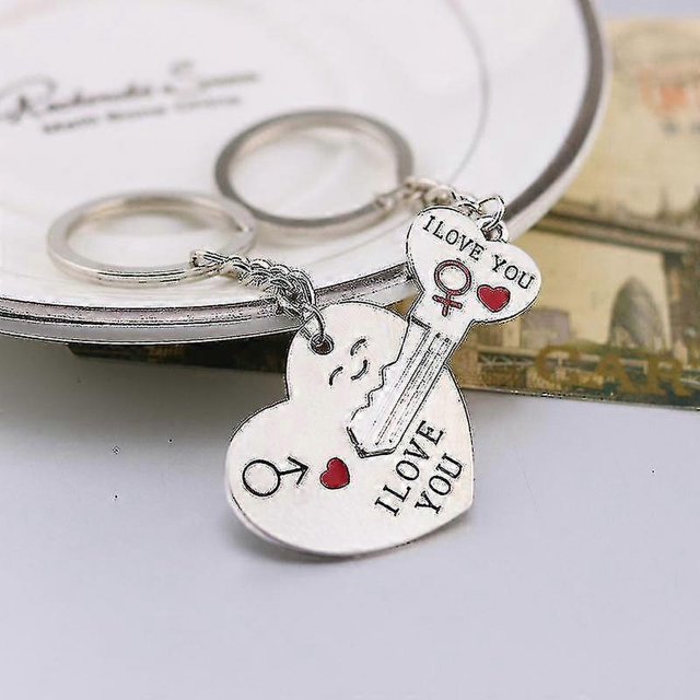 Juego de Llavero y collar Yuxing con llave de corazón Te amo para parejas 27x31x3mm