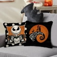 thumbnail image 4 of Halloween Decorative Throw Pillow Covers 16 x 16 Set of 4, Jack Skellington Sally Ghost Boo Black Cushion Case Decor, Polka Dots Funny Holiday Home Decoration for Sofa Couch, 4 of 5
