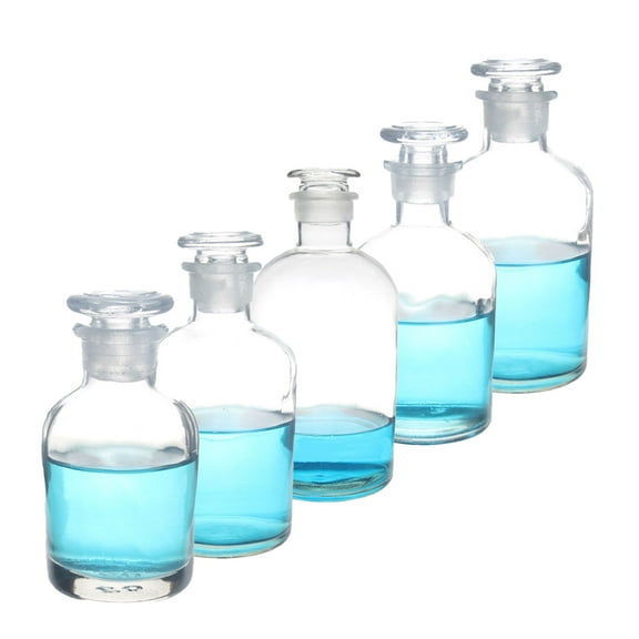 Hevirgo 30/60/125/250/500ml Clear Portable Glass Jar Reagent Bottle Storage Container(125ml)