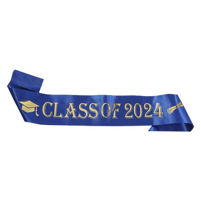 Panxico Event & Party Graduation Decorations 2024 Graduation Strap Graduation Strap Ceremonial With Gold Scallion Cloth Bronzing Graduation Strap Graduation Party Ribbon Bronzing Party Ribbon Blue