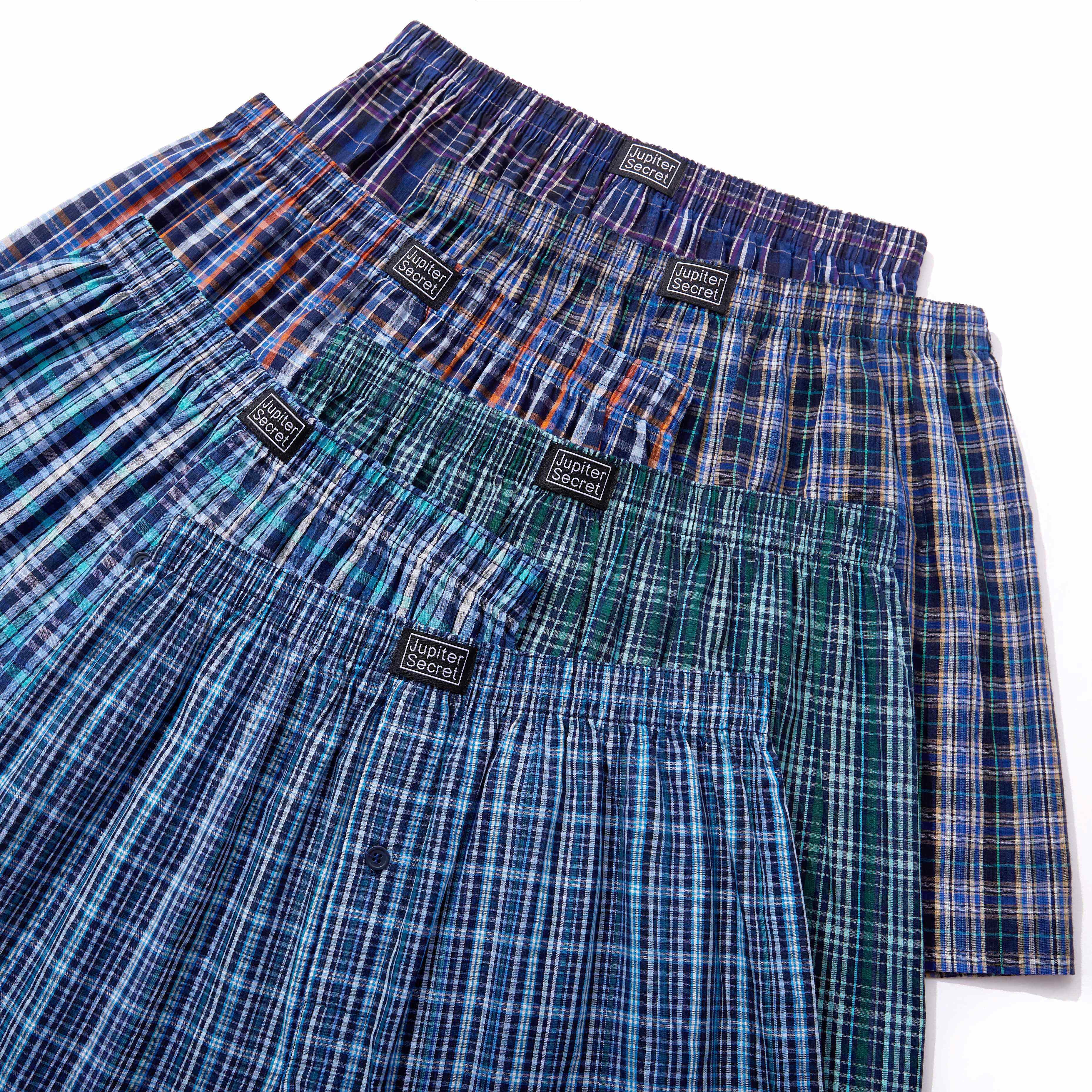 Men's Boxers Underwear 100% Cotton Woven Boxers for Men Pack Boxer Shorts Assorted Colors, 6 Pack