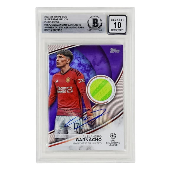 Alejandro Garnacho Signed 2023-24 Topps UCC Superstar Relics /299 – BGS 10