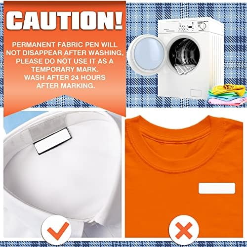 Tekola 300 Pcs Clothing Labels for Nursing Homes No Iron Fabric Labels with 2 Pcs Permanent Fabric Markers Washable Name Laundry Stickers for Camp Laundry Shop(Rectangle,1.2 x 0.6 Inch)
