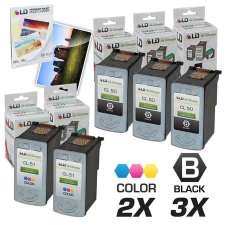 LD Remanufactured Cartridge Replacement for Canon PG50 & CL51 High Capacity (3 Black  2 Color  5-Pack)