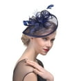 thumbnail image 3 of Ongmies Wedding Hat Clearance Hat for Women Wedding Flower Tail Mesh Feathers Hair Clip Tea Party Headband Accessories Navy, 3 of 5