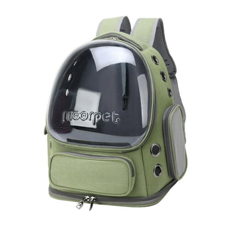 Cat Carrier Backpack Transparent Ventilated Large Carrying Bag for Travel Hiking Green