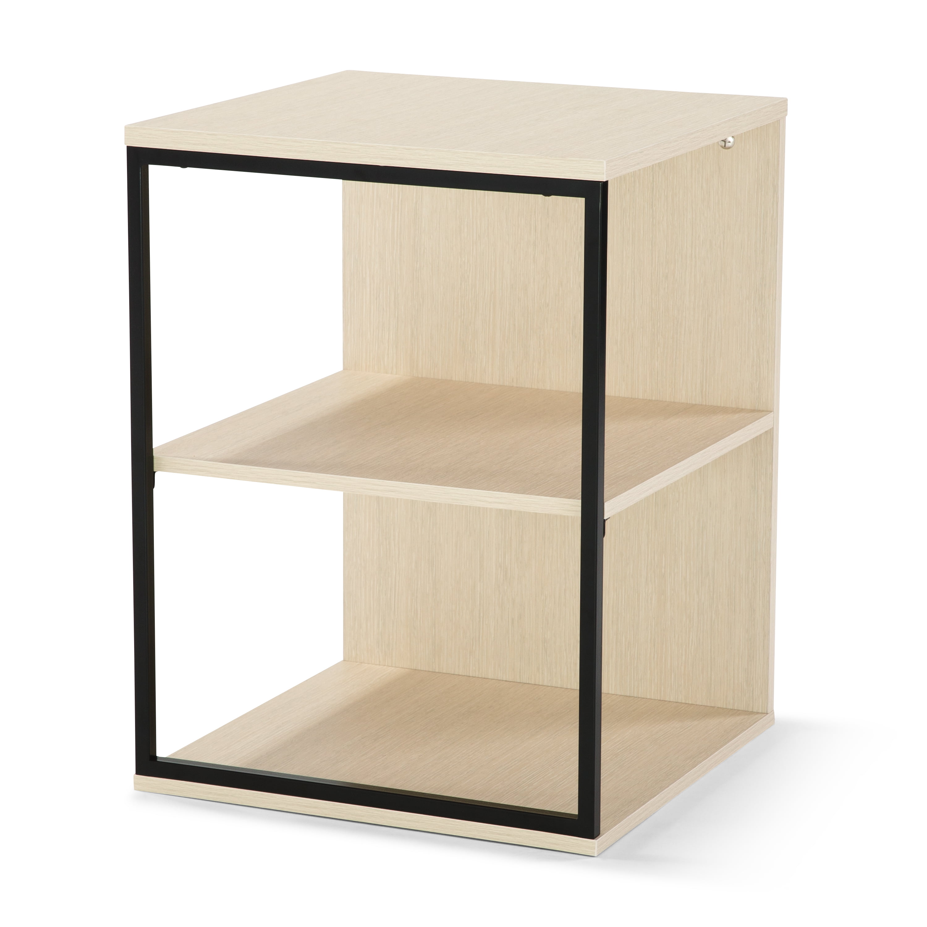 Kalla Wood and Metal 3 Shelf End Table With Modern Stylish Design Walnut Finish 