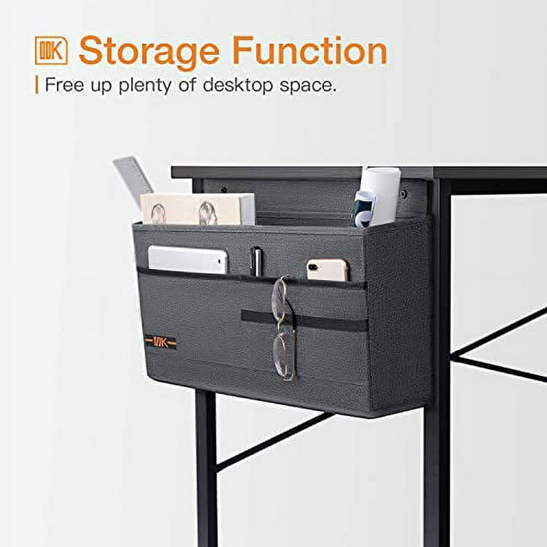 Computer Writing Desk 40 inch, Sturdy Home Office Table, Work Desk with a  Storage Bag and Headphone Hook, Espresso Gray