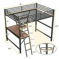 thumbnail image 4 of Kacho Full Size Loft Bed with Desk and Shelf, Metal Loft Bed Frame, Loft Bed with Ladders and Safety Guardrails for Boys Girls Teens, Heavy Duty Bedframe, Space-Saving, No Box Spring Needed, Black, 4 of 7