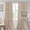 thumbnail image 2 of Linen Blended Curtains - Natural Linen Textured Tab Top Curtains for Living Room - Energy Efficient Light Filtering (Set of 2, 52" x 96", Angora), 2 of 6