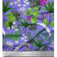 thumbnail image 1 of Soimoi Satin Silk Fabric Orchid,Palm & Monstera Tropical Fabric Prints by Yard 42 Inch Wide, 1 of 1