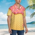 thumbnail image 3 of Fuzoiu Pink Ice Cream Print Hawaiian Shirt for Men, Summer Beach Casual Short Sleeve Button Down Shirts, Men’s Beach Summer Shirts with Pocket,XX-Large, 3 of 7