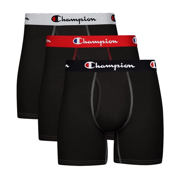 Boxers tipo bóxer Champion de algodón con elasticidad y control de humedad, paquete de 3