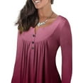 thumbnail image 2 of LAPA Womens Printed Henley V-Neck Casual Blouse Pleated Button Tunic Shirt Top, 2 of 5