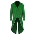thumbnail image 3 of TiaoBug Men's Gothic Tailcoat Steampunk Jacket Medieval Frock Coat Victorian Halloween Party Cosplay Costume Green M, 3 of 4