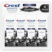 Crest 3D White Whitening Therapy Charcoal Deep Clean Fluoride Toothpaste, Invigorating Mint, 4.1 ounce, Pack of 4