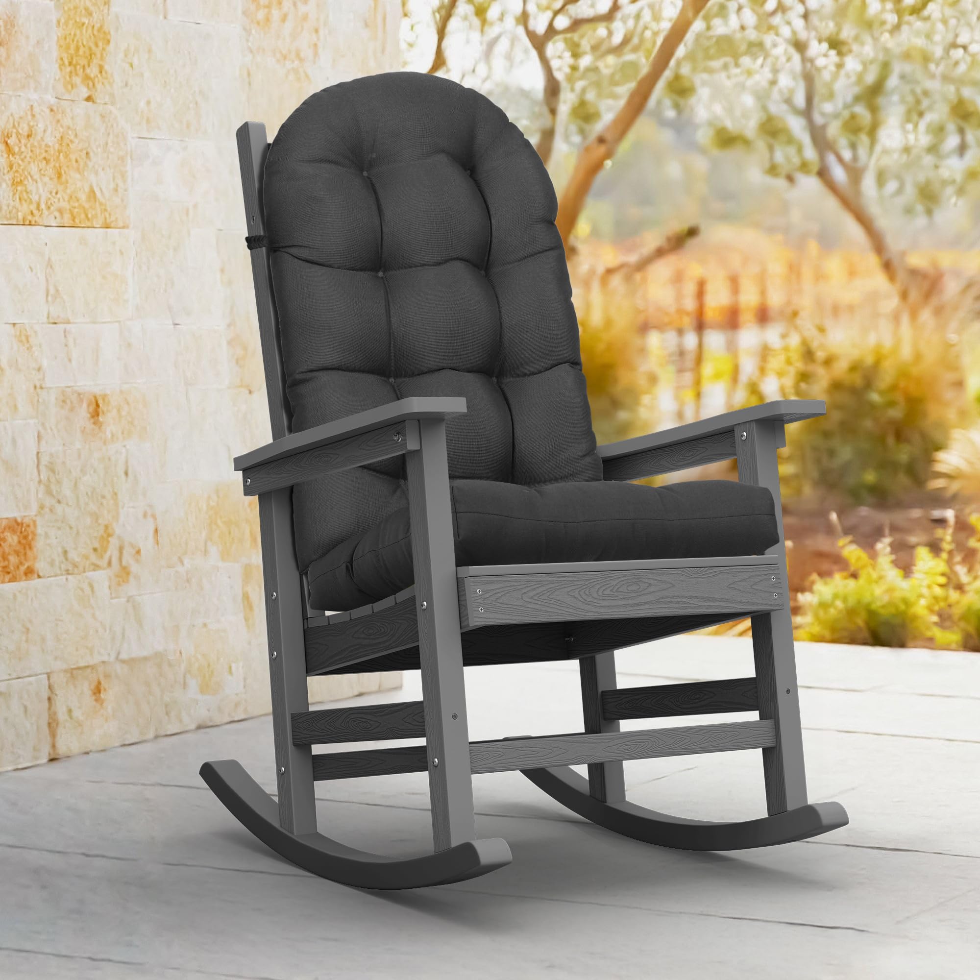 Outdoor Highback Seat Cushion 43.3"*19.7" Waterproof UV Resistant Inlife Rocking Chair Seat Pad for Dining Chairs, Office, Restaurant