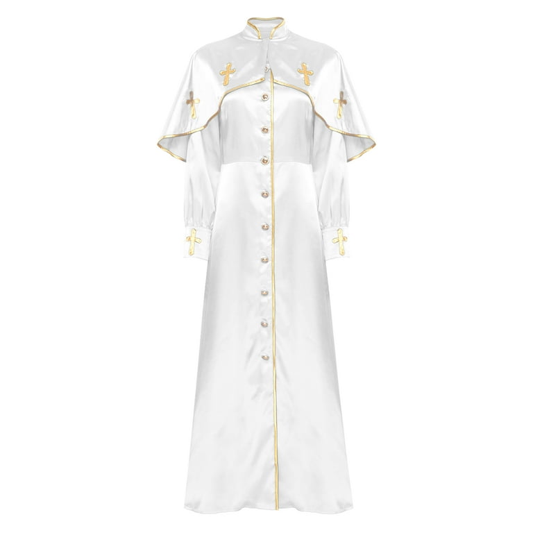 TiaoBug Clergy Robe for Women Button Down Clergy Dress Cassock Pulpit  Church Minister Vestment Liturgical Gown White XXL - Walmart.com