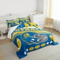 thumbnail image 4 of Feelyou Modern Rugby Helmet Bedding Comforter Set for Kids, Stripes Blue Gold Twin Comforter Sets, Eat Sleep Sports Reversible Bedding Set, Luxury Bedroom Decor, 2-Piece, 4 of 9